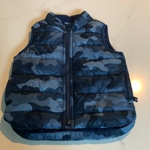 Baby GAP Blue Army Print Puffy Winter Vest